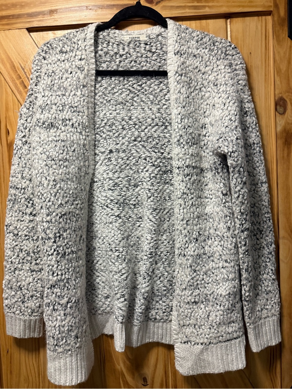 Garage Marled Bouclé Open-Front Cardigan - Light Gray
